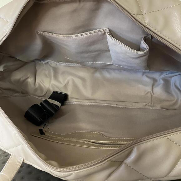 NWT Gilda Paris Quilted Taupe VEGAN Leather Tote - Picture 7 of 8